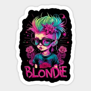 Blonde Rock Girl Vintage Sticker
